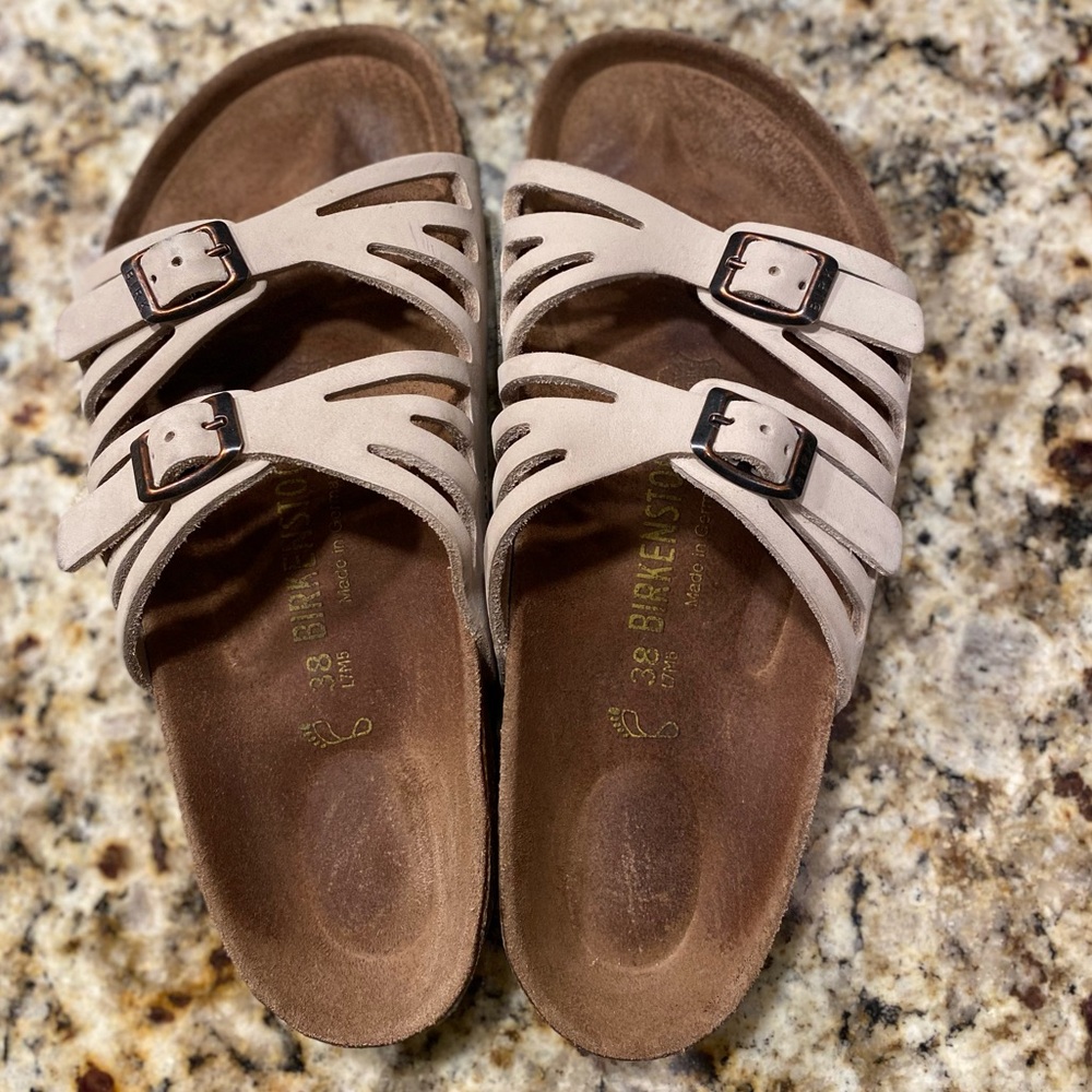 Birkenstock Sandals with Classic Two-Strap - Cream- EU 38/ US Women size 7-7.5